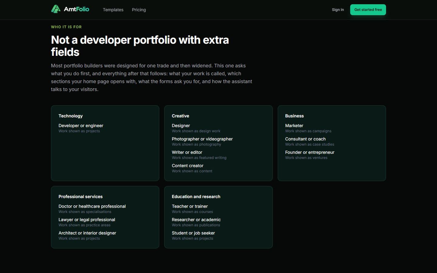 AmtFolio — Portfolio Website Builder — Gallery 1